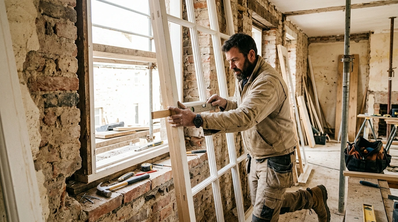 Pose d'une fenêtre par un professionnel