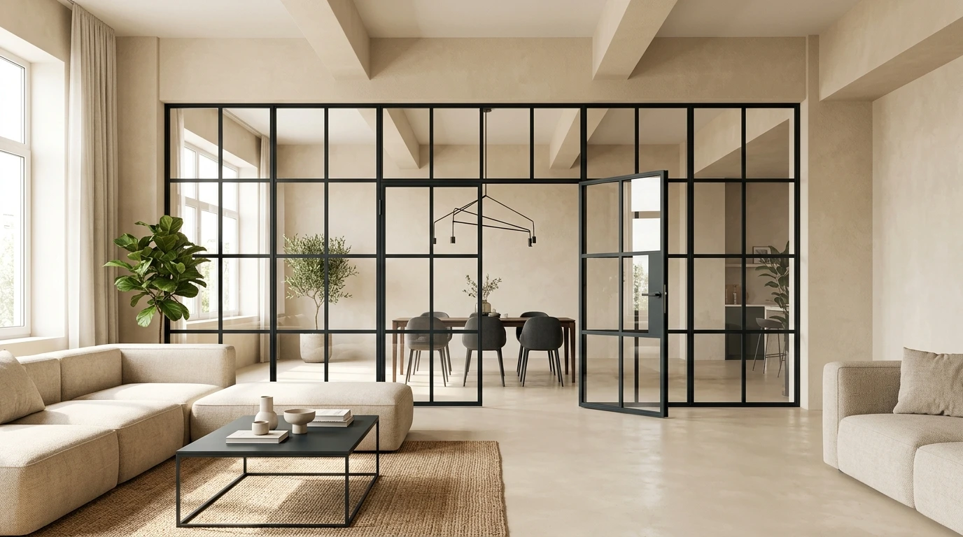 Verrière d'atelier lumineuse dans un intérieur moderne