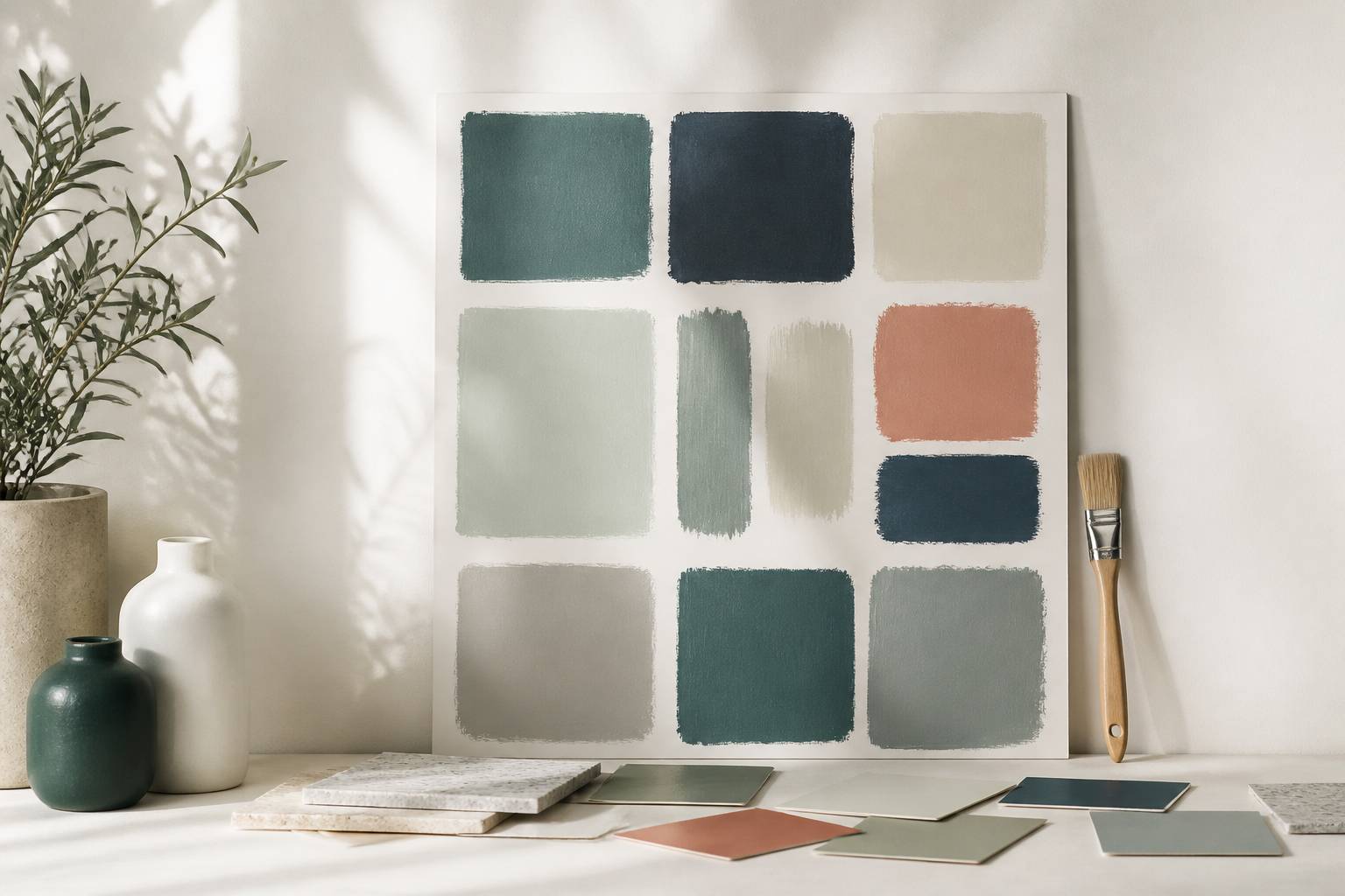 Nuancier de peinture avec des échantillons de teintes variées