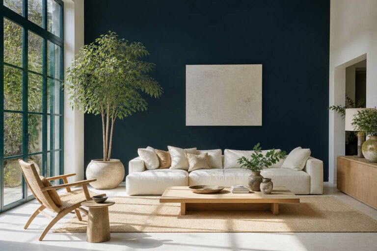 Inspiration déco : sublimer votre salon avec un mur bleu audacieux